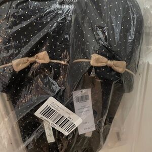 Soma Black Slippers with Gold Dots and Bow